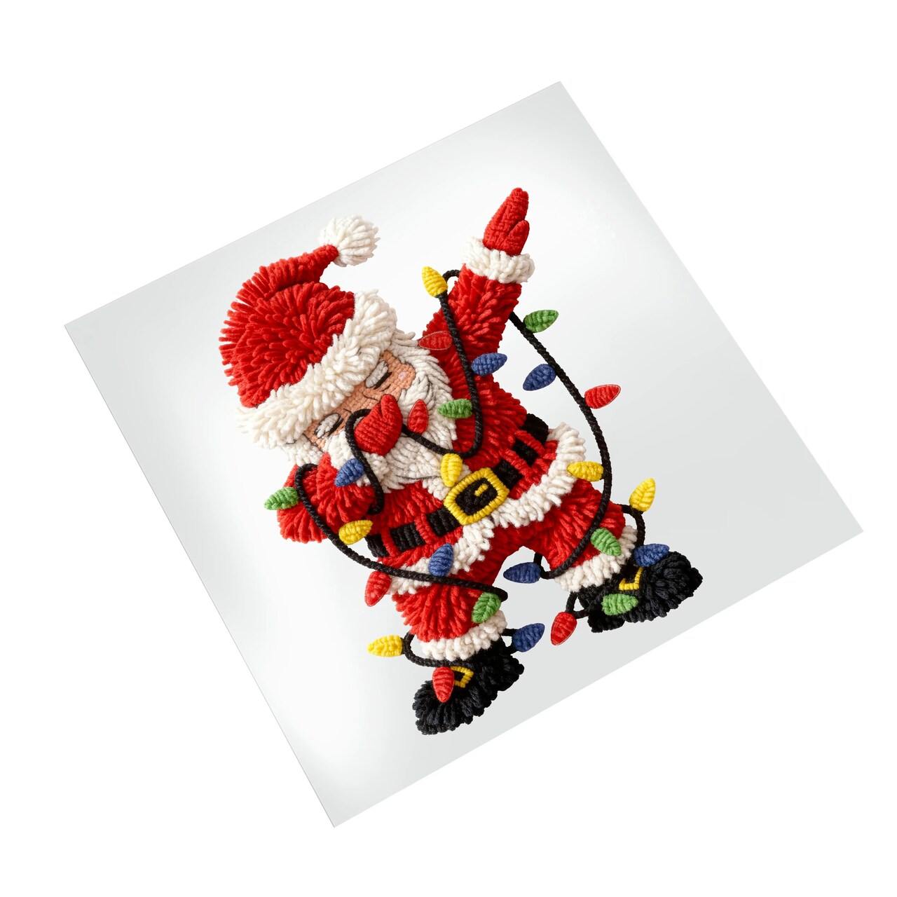 Christmas DTF Transfer - Dabbing Santa Lights Yarn Knit Ready Press